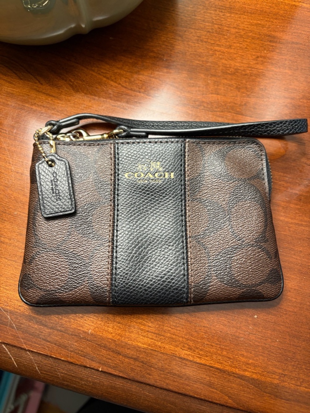 Coach Brown & Black Signature Wristlet